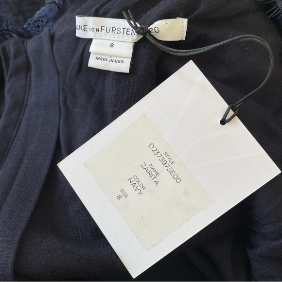 Diane Von Furstenberg Zarita Midnight Navy Blue Stretch Lace Shift Dress NWT 8 - Picture 9 of 12